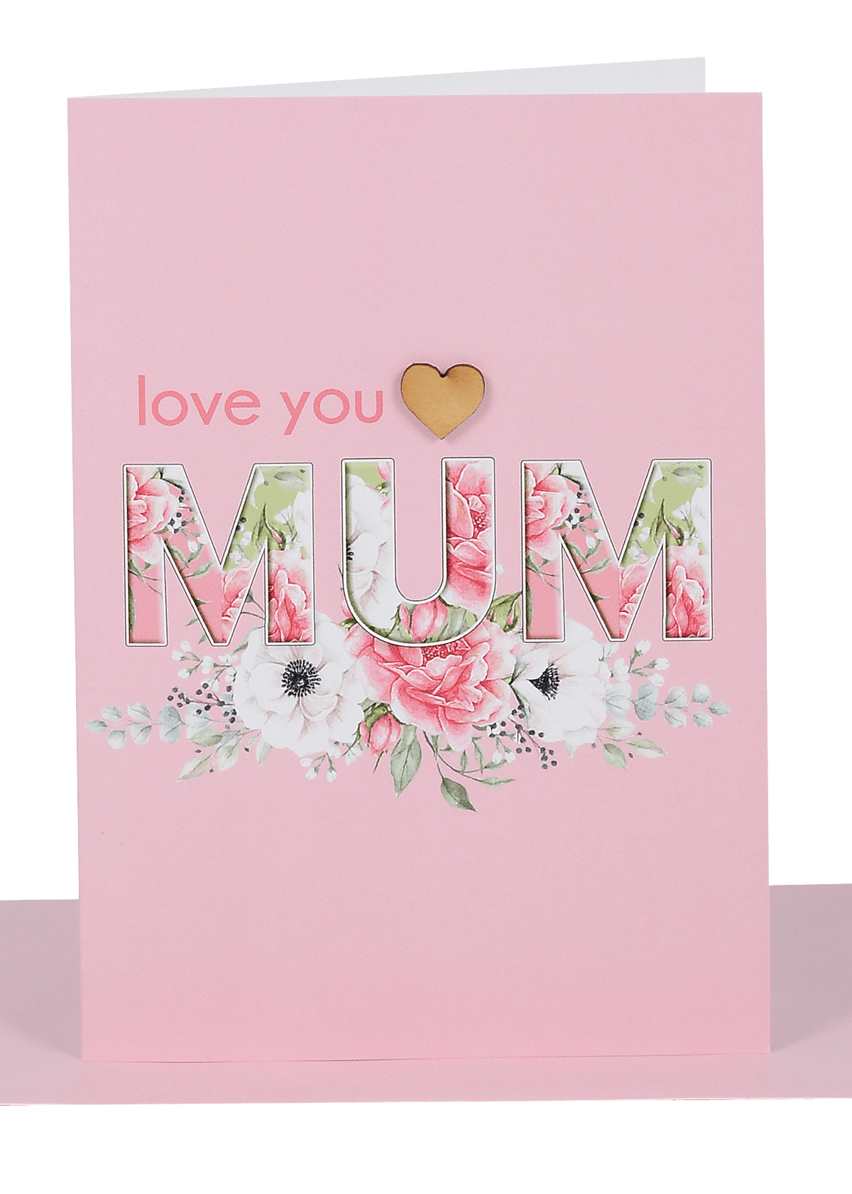 Love You Mum Greeting Card Wooden Heart