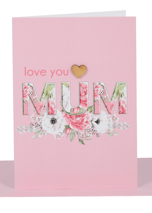 Love You Mum Greeting Card Wooden Heart