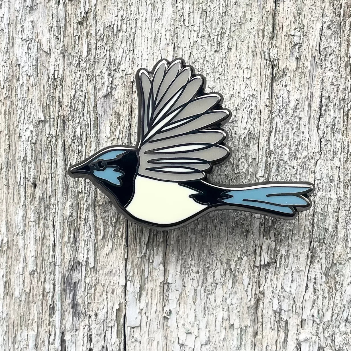 Superb Fairy Wren In Flight Lapel Pin