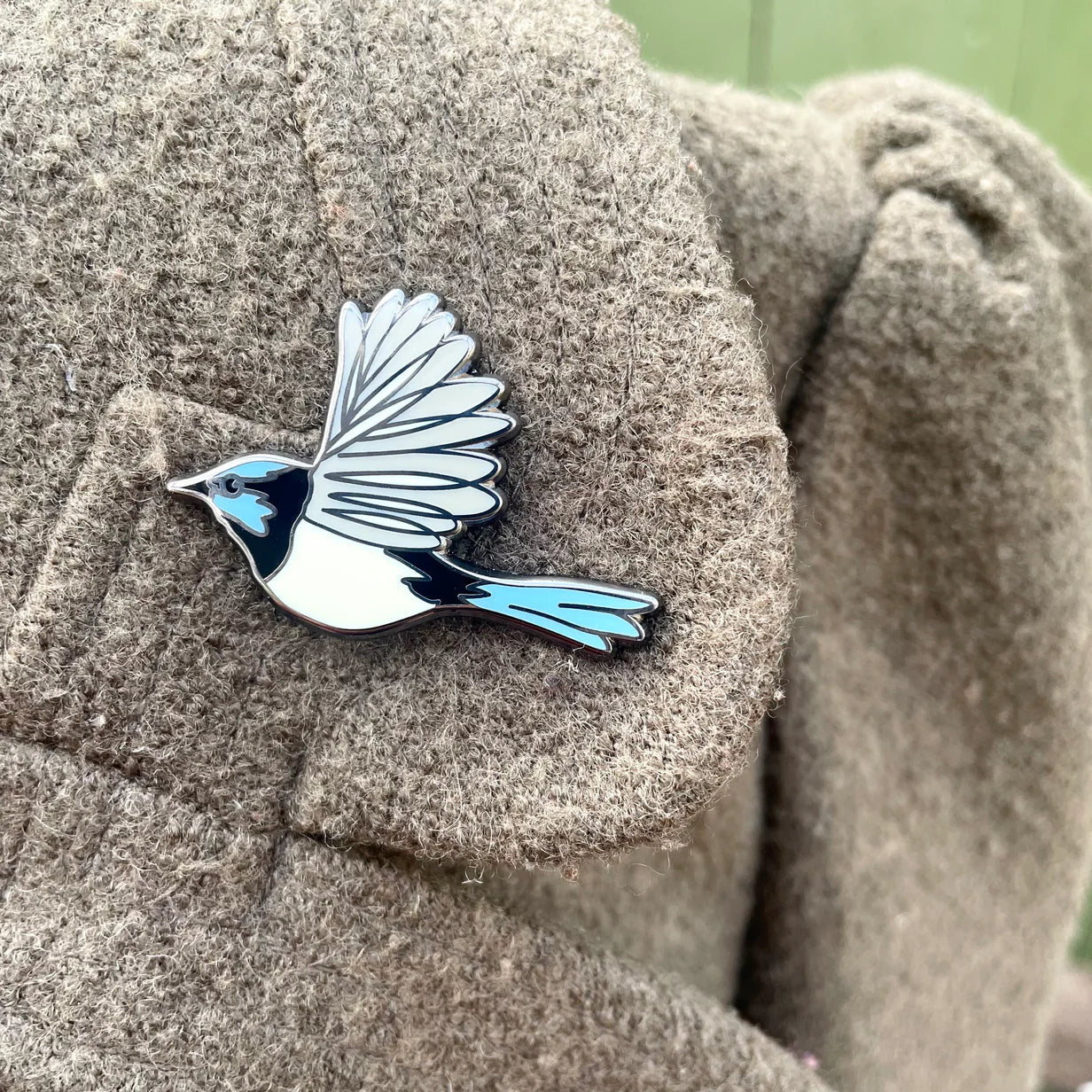 Superb Fairy Wren In Flight Lapel Pin