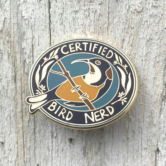 Certified Bird Nerd Enamel Pin