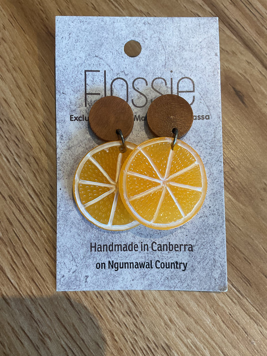 *Earrings Orange Slice Dangles