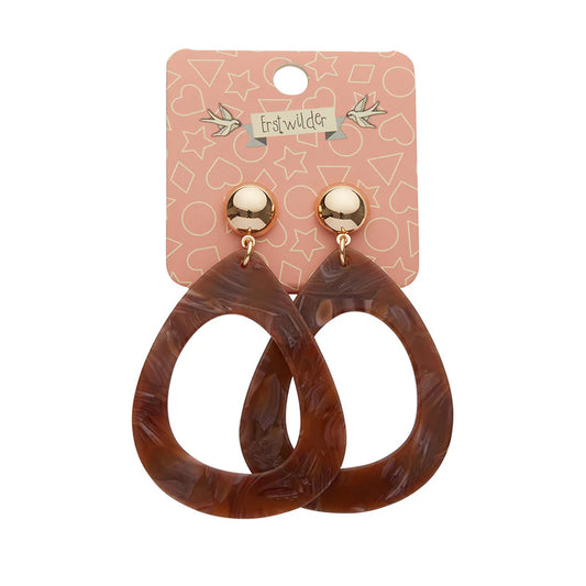 *Chunky Brown Marble Dangle Earrings