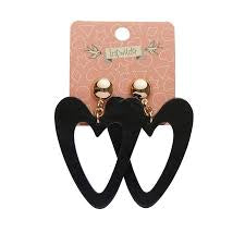 *Chunky Black Heart Dangle Earrings
