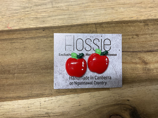 Earrings Red Apple Studs