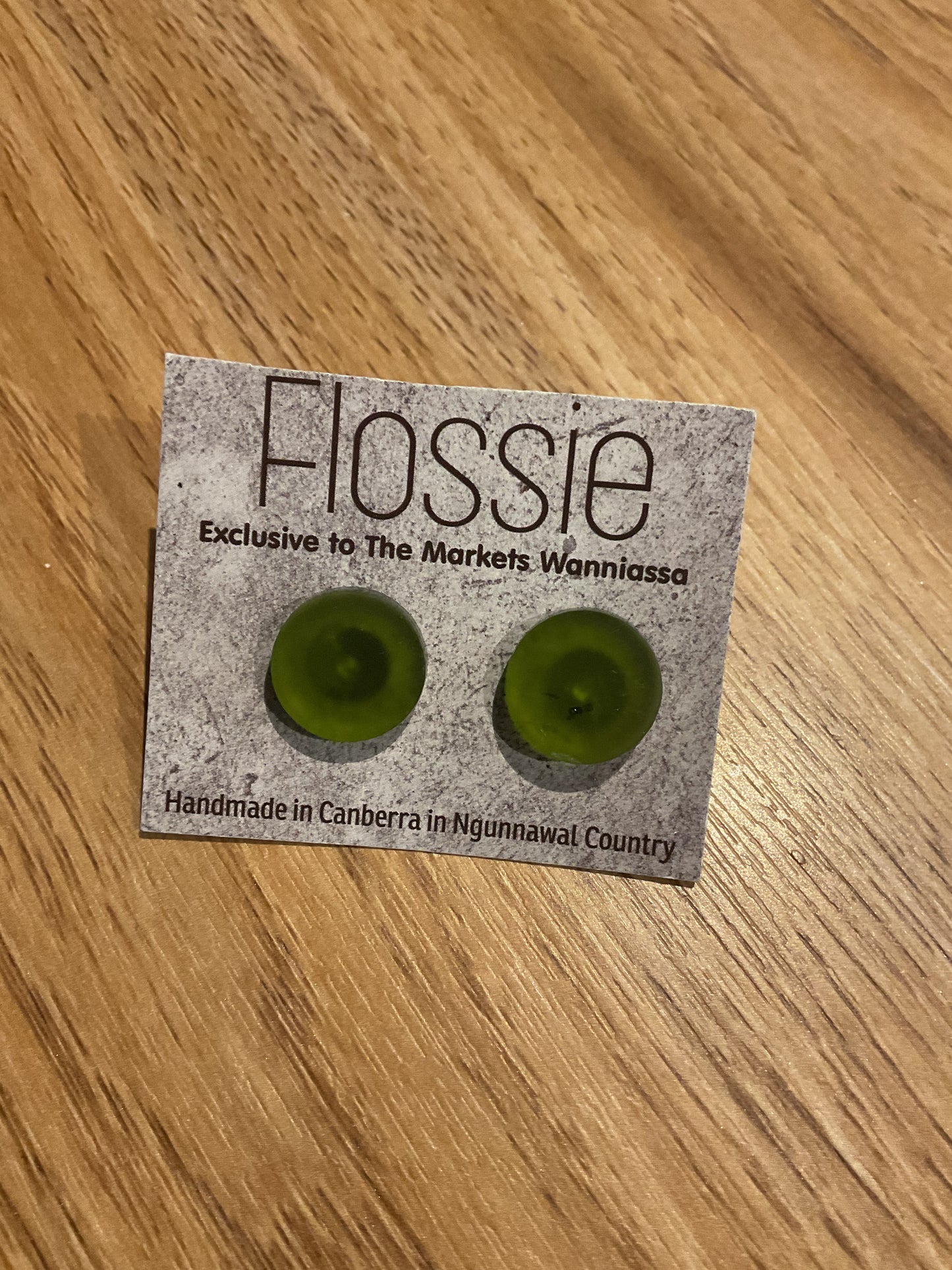 *Earrings Opaque Green Round Studs