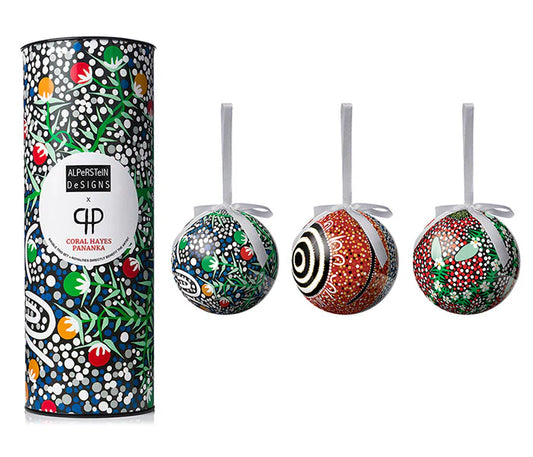 3 Pack Christmas Baubles Coral Hayes