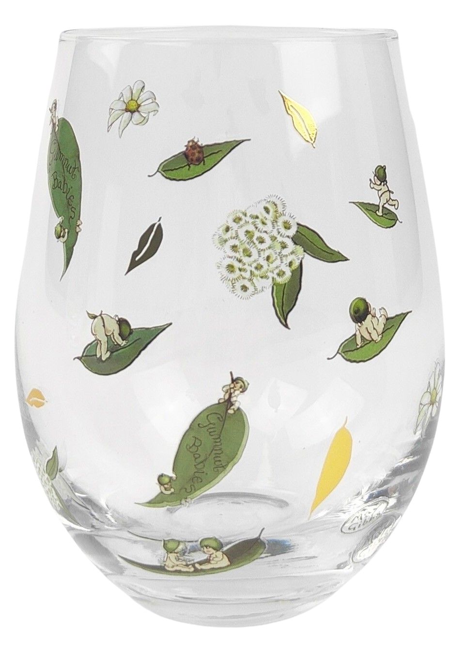 May Gibbs Wine Glass Green