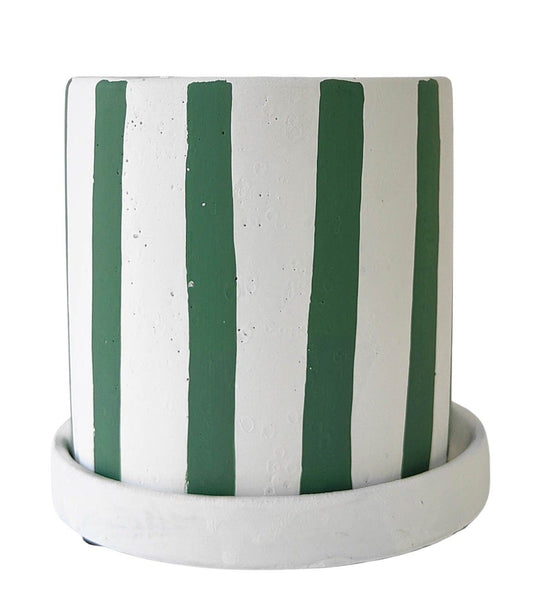 Julia Stripe Planter - Sage