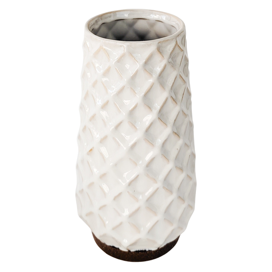 Cross Hatch Vase White Large