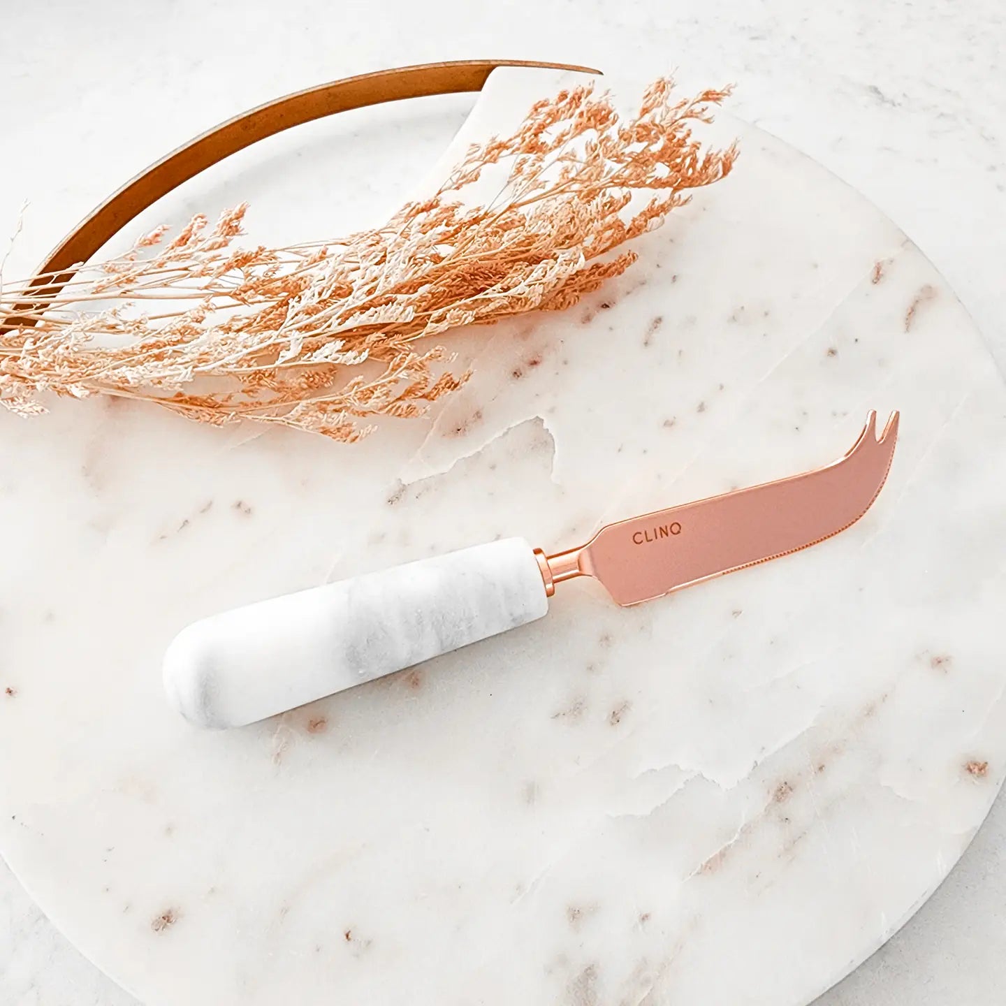 Rose Gold Cheese Knife with Marble Handle