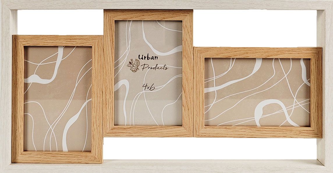 Kolby Triple Frame Oak & White 44x23cm