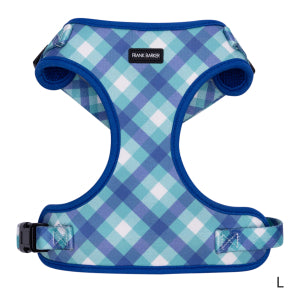 Teal Gingham Dog Harness - Large