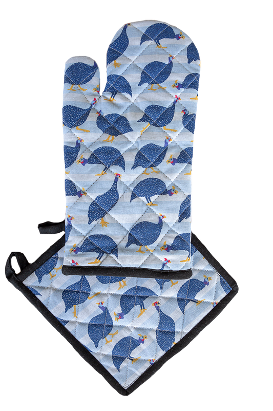 Oven Glove & Pot Holder Set - Guinea Fowl