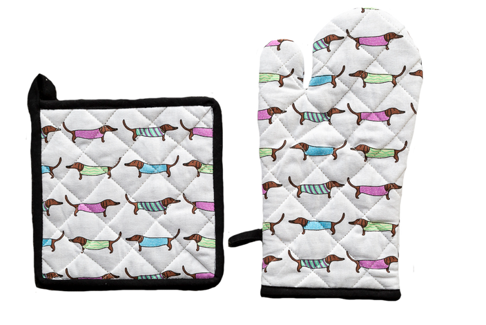 *Oven Glove & Pot Holder Set - Sausage Dogs