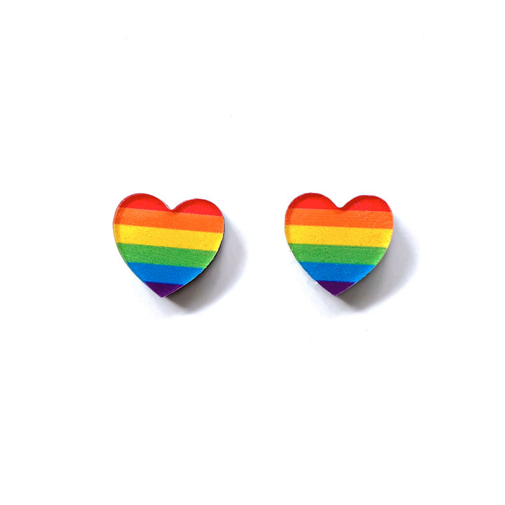 Rainbow Heart Studs