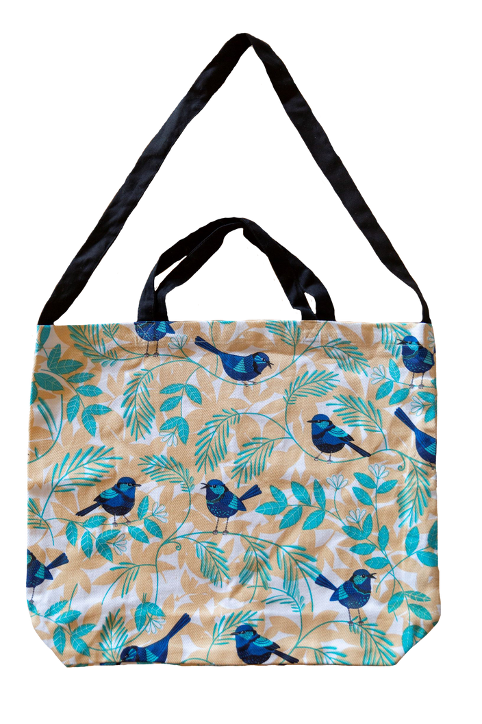 Cotton Tote Bag - Blue Wren