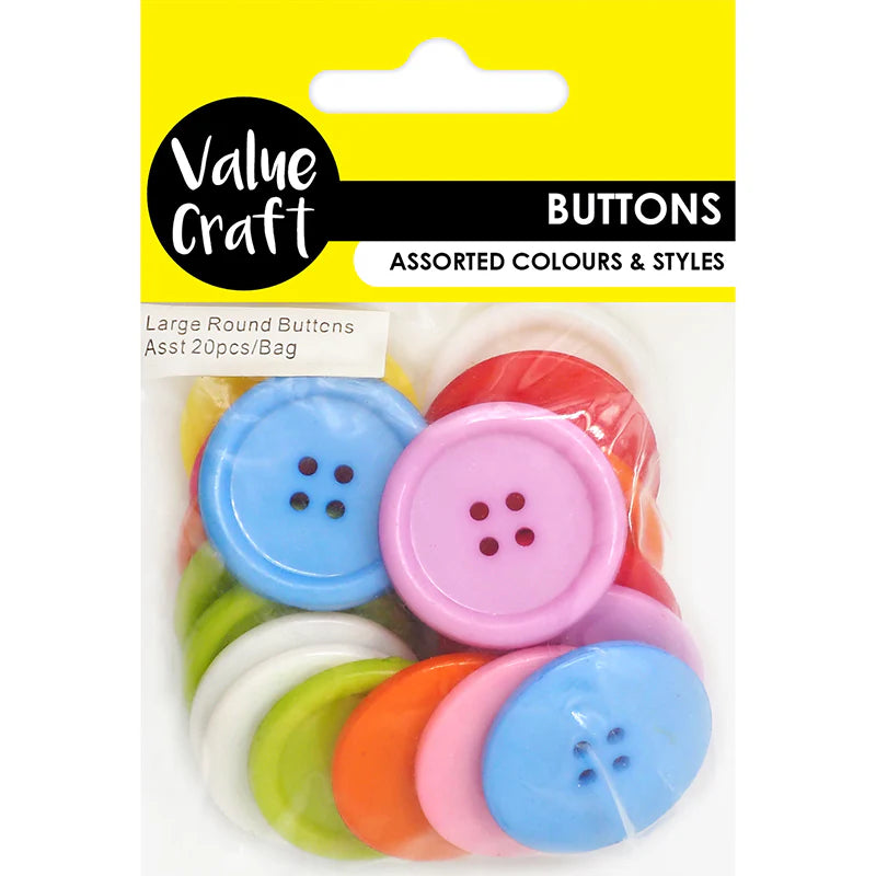 Large Round Acrylic Buttons - 20pc