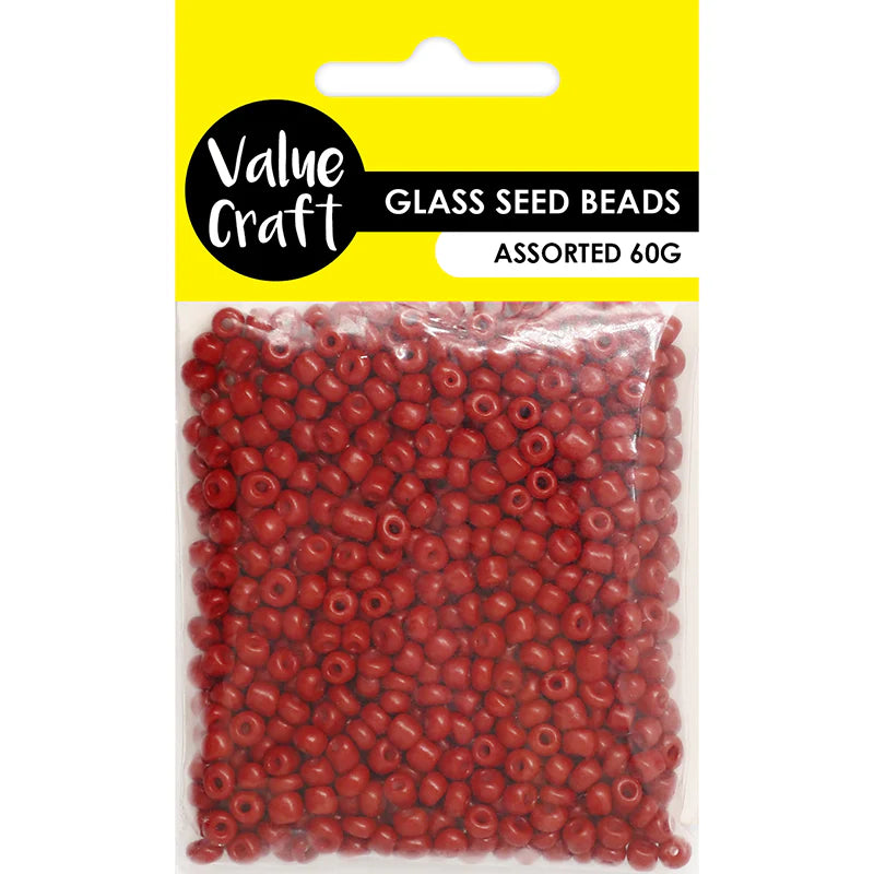Glass Seed Beads Red - 60g