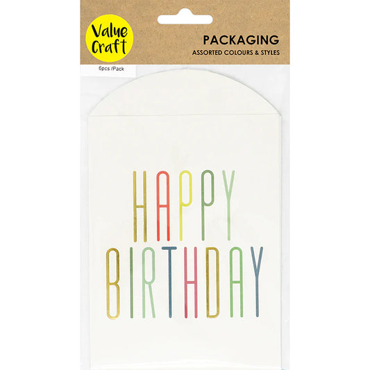 Paper Treat Bags Happy Birthday - 6pc