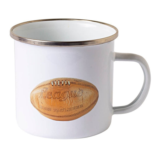 Vintage Rugby League Football Enamel Mug