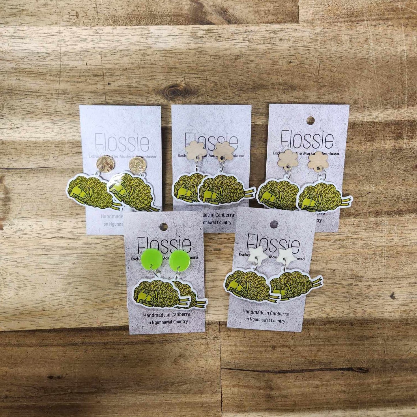 Earrings Green Sheep Dangles