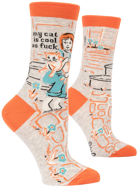 Ladies Crew Sock - My Cat Is Cool as F*ck