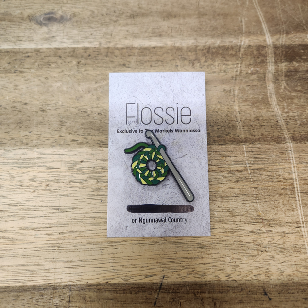 Green Crochet Enamel Pin