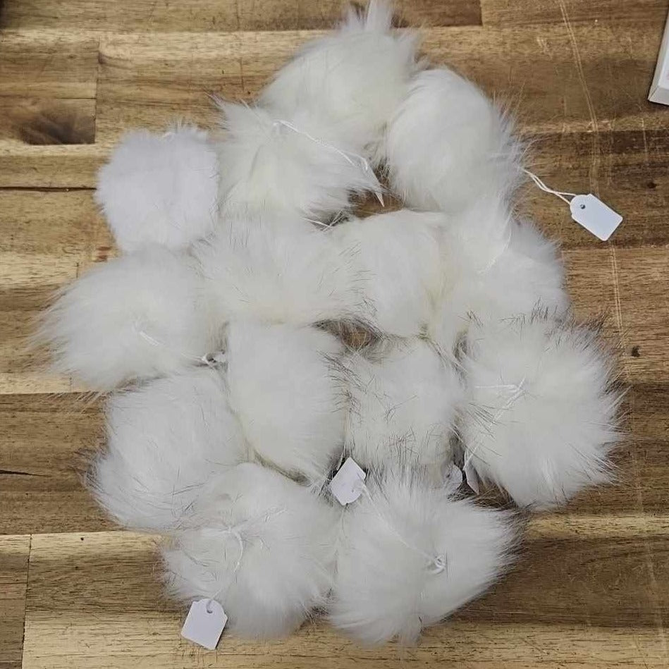 Faux Fur Pom Poms - Large Neutral