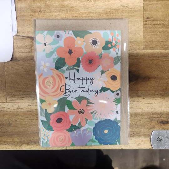 Greeting Card Blue Floral Birthday