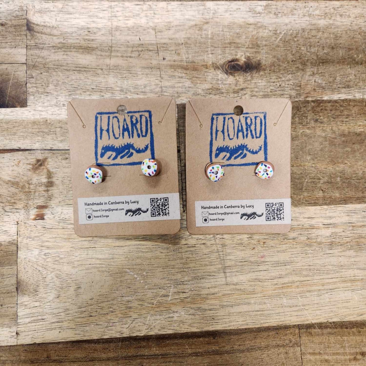 Clay Earrings - White Donuts