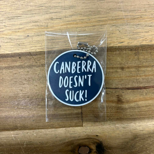 Canberra Doesn't Suck Keyring - Blue
