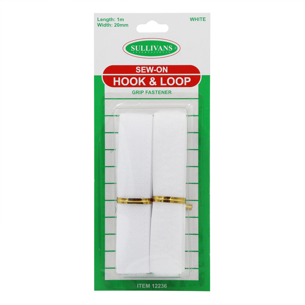 Sew-On Hook & Loop 25mm White