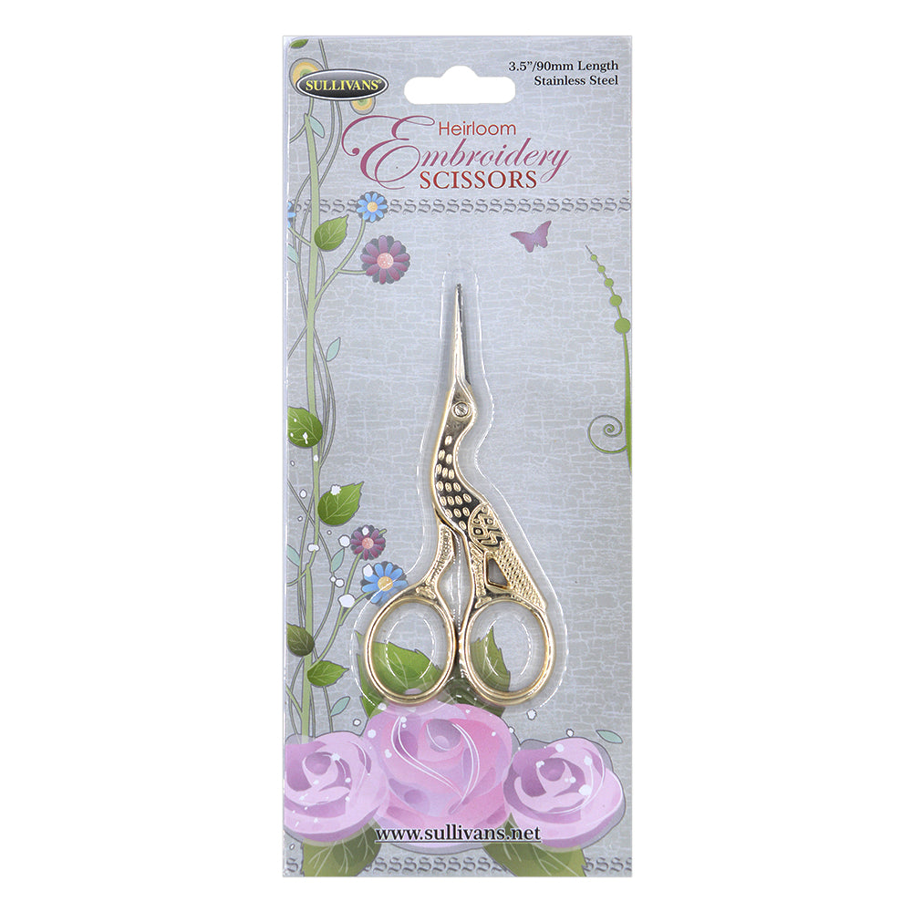 Stork Embroidery Scissors 90mm Gold