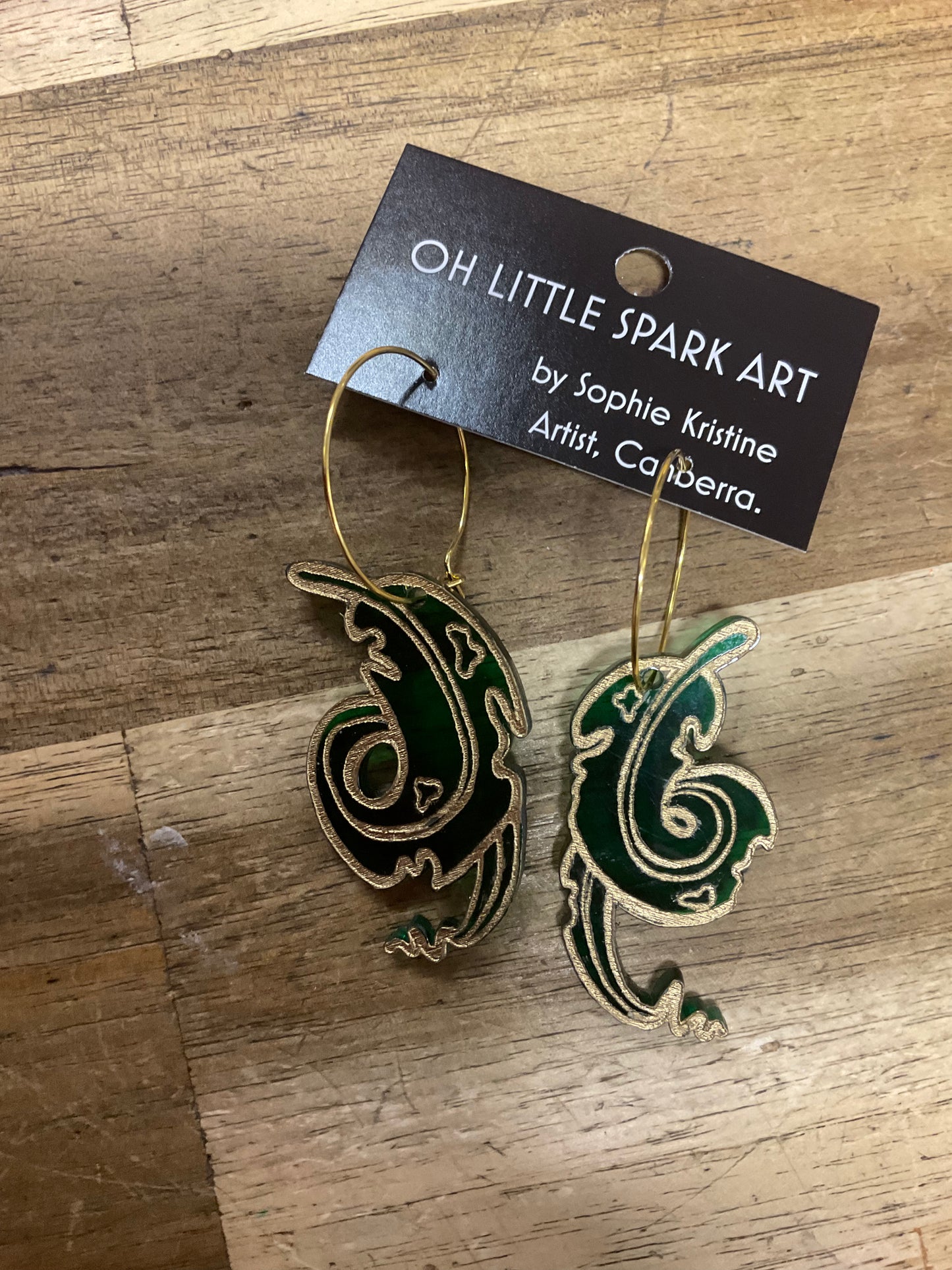 Green Gum Leaf Earrings