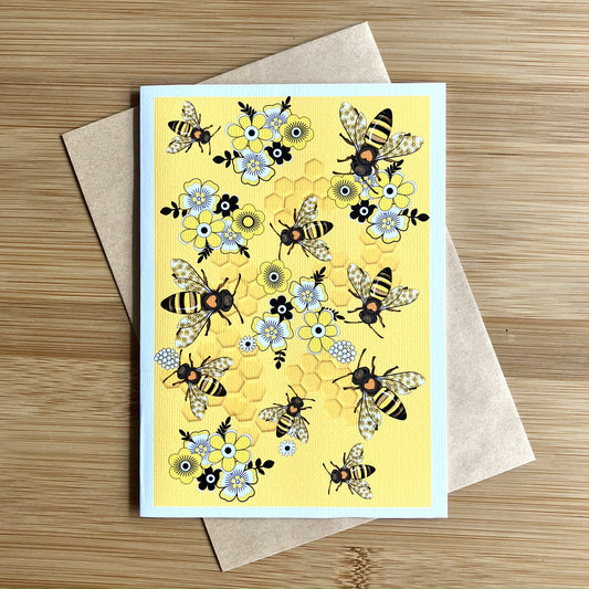 Bee and Pollen Design Greeting Card
