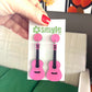 Pink Guitar Earrings
