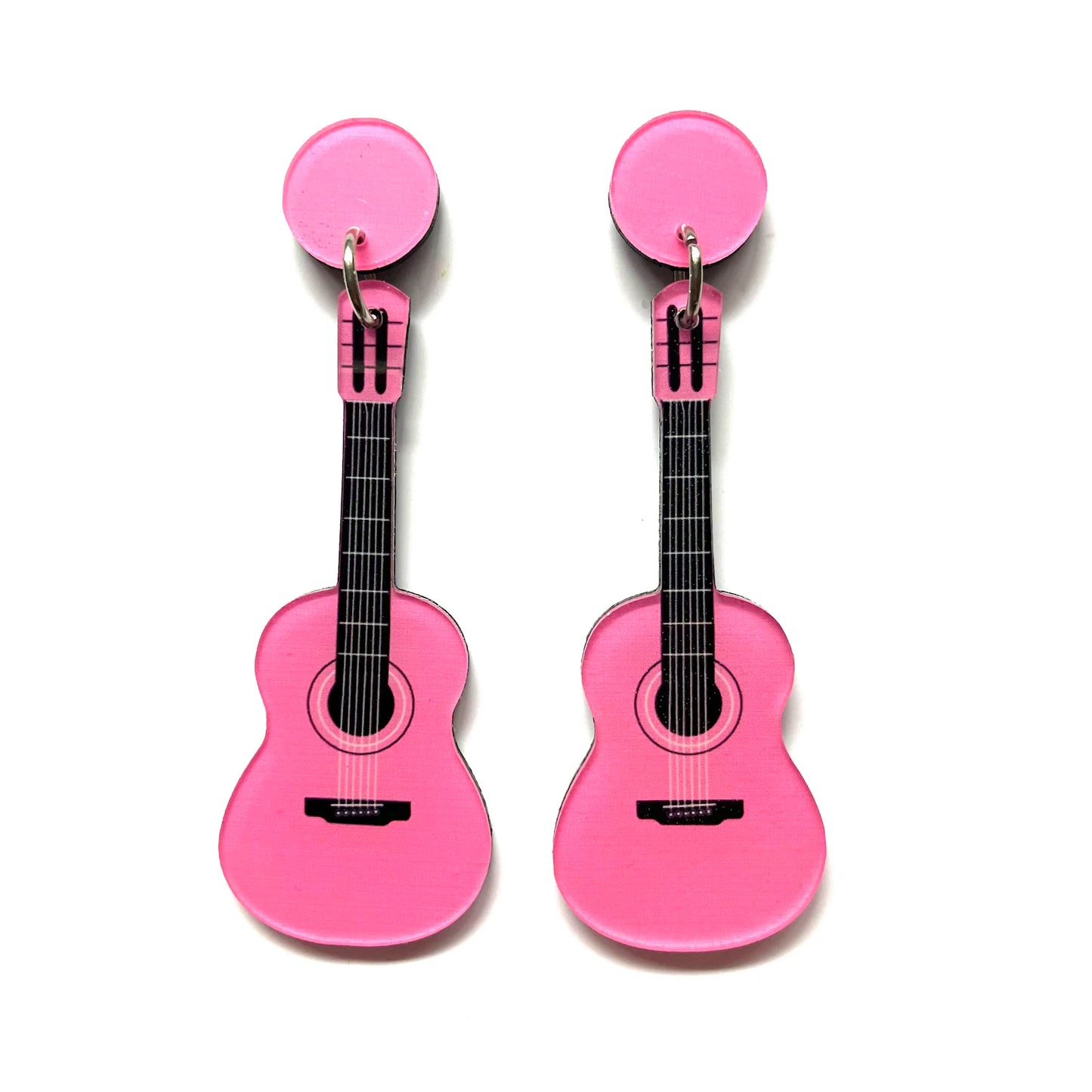 Pink Guitar Earrings