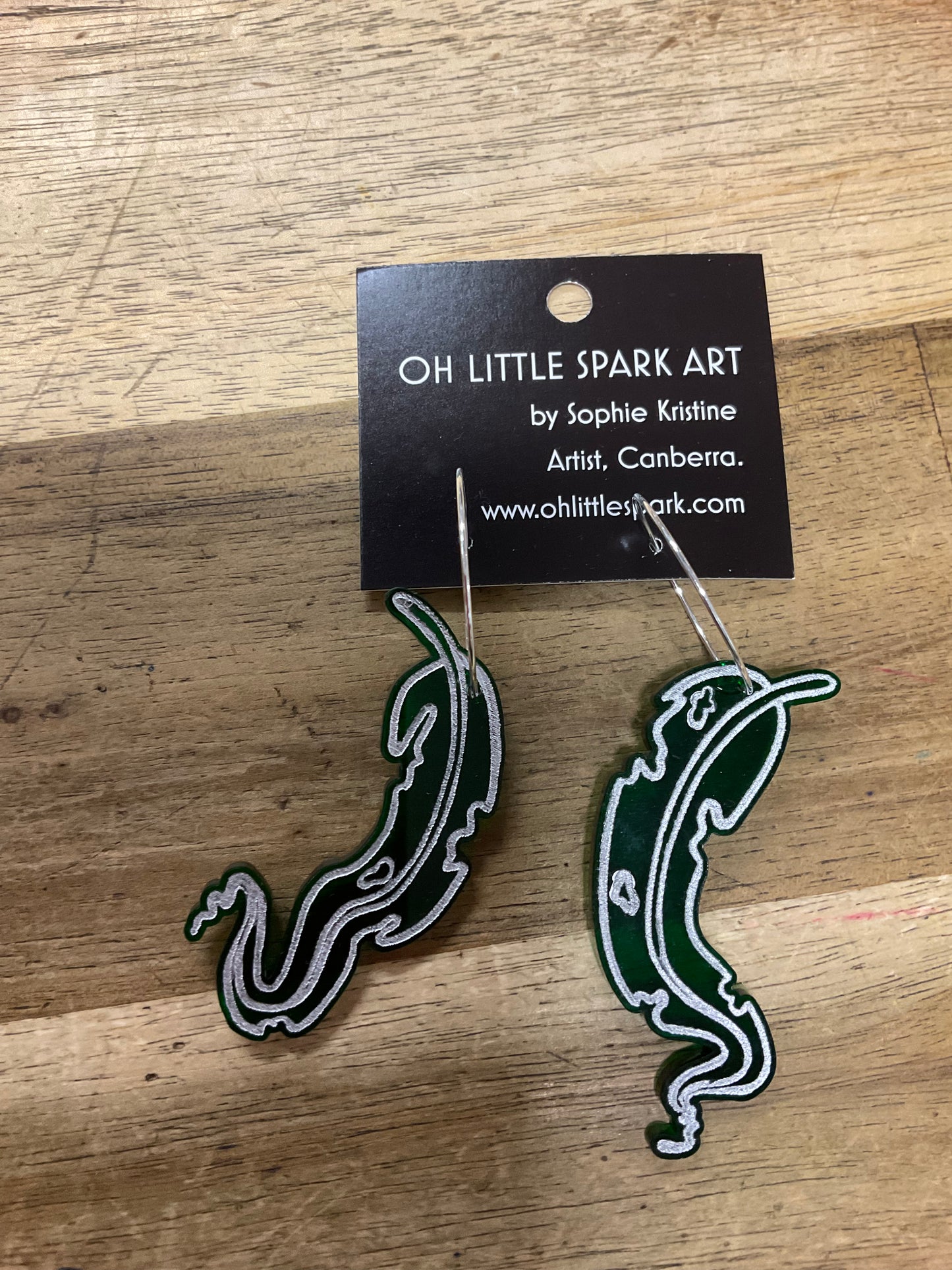 Green Gum Leaf Earrings