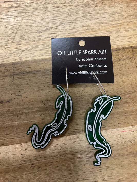 Green Gum Leaf Earrings