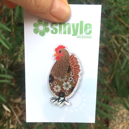 Brown Chicken Pin