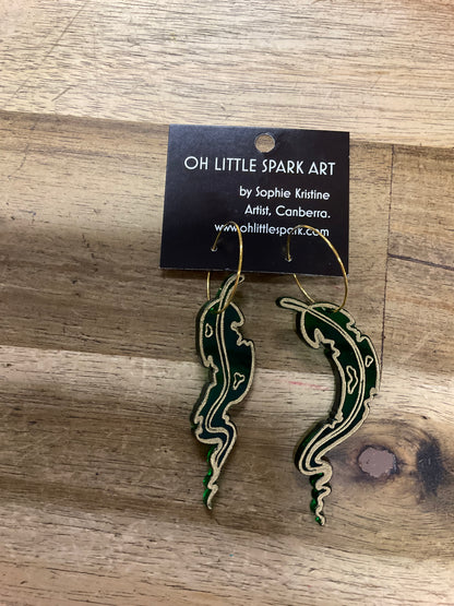 Green Gum Leaf Earrings