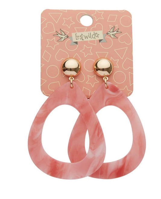 Resin Tear Drop Earrings - Pink
