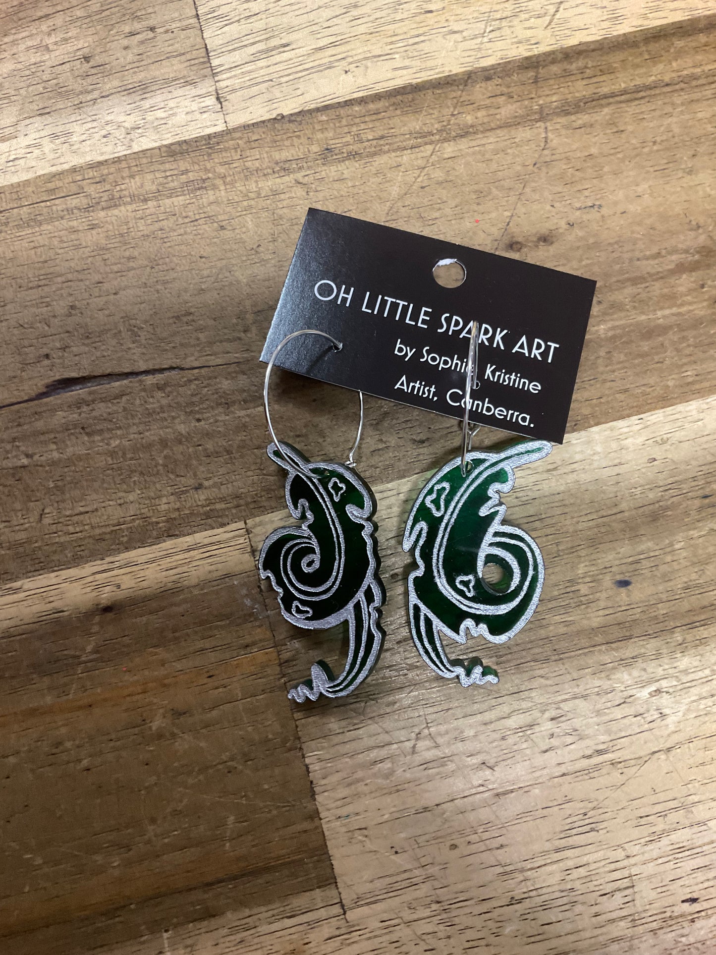 Green Gum Leaf Earrings