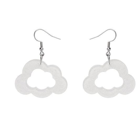 Resin Drop Cloud Earrings - Glitter White