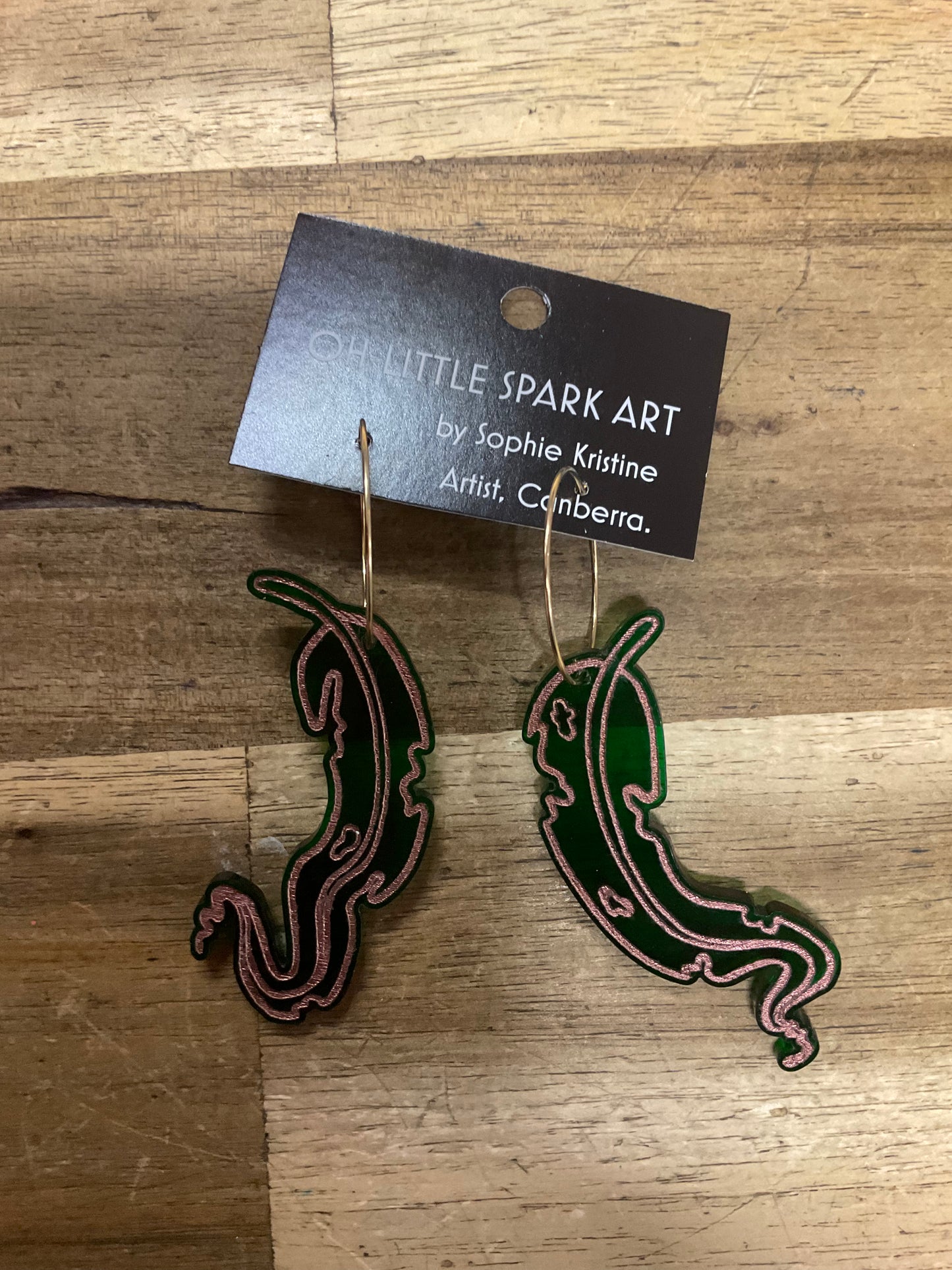 Green Gum Leaf Earrings