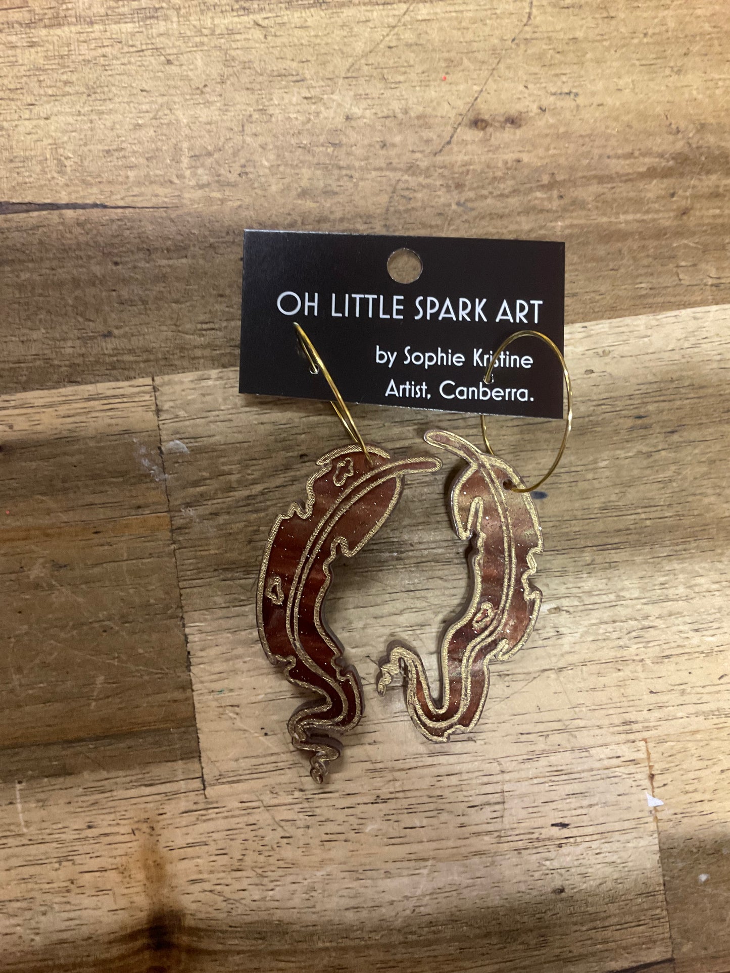 Marble Brown Gum Leaf Earrings