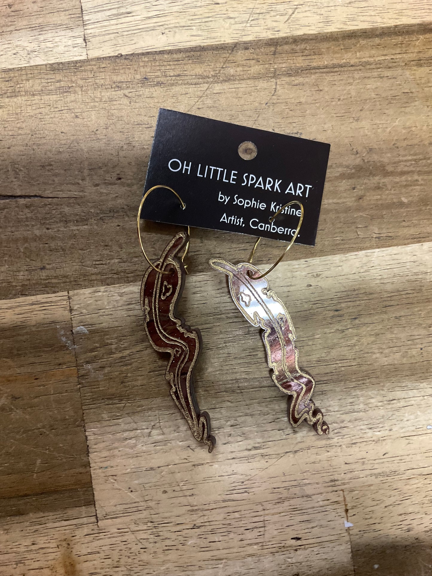 Marble Brown Gum Leaf Earrings