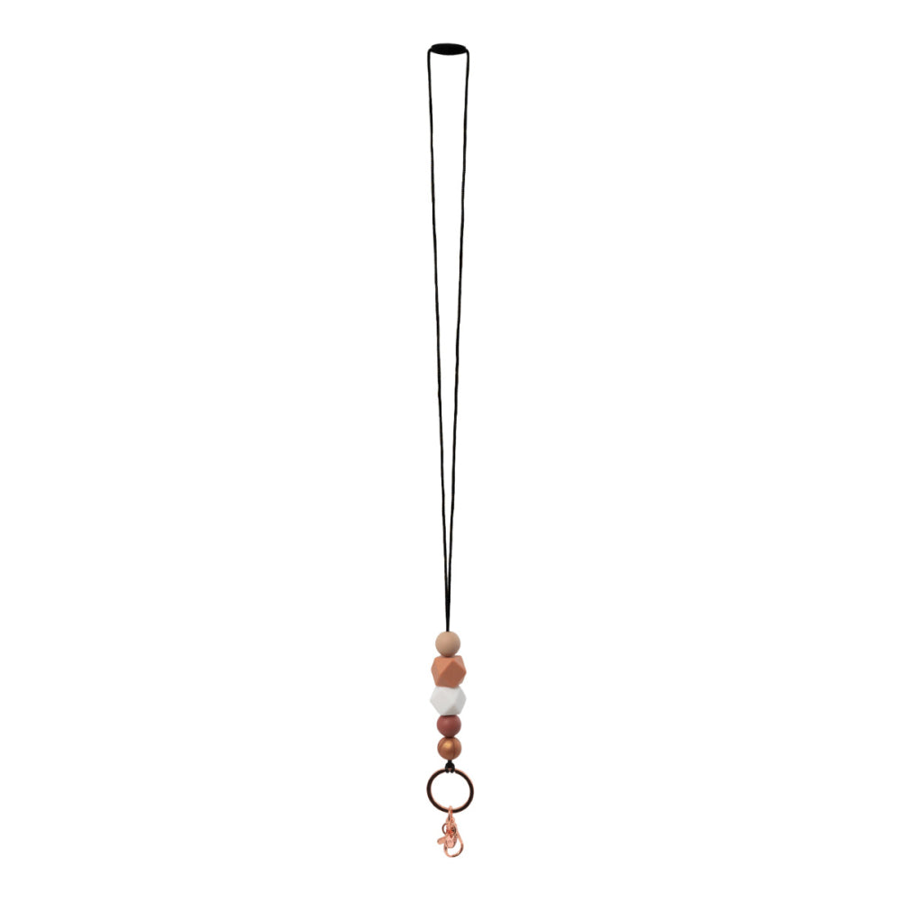 Silicone Beaded Lanyard - Latte