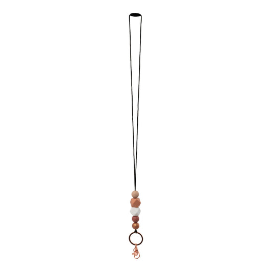 Silicone Beaded Lanyard - Latte